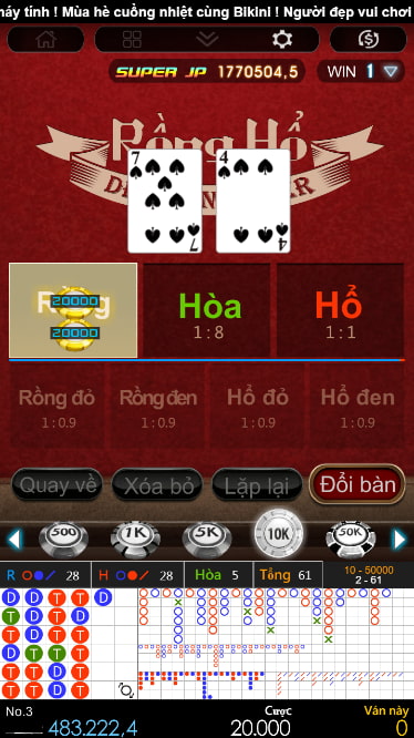 Cách chơi bài Rồng hổ KUBET dễ thắng nhà cái